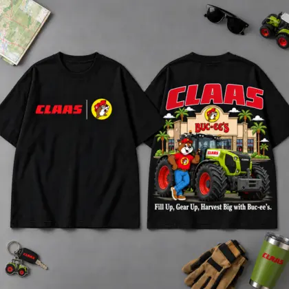 Buc-ee's CLAAS Construction Collage 3D T-Shirt For Heavy Equipment Road Trip Collectors NDN Black