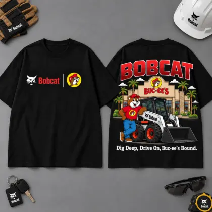 Buc-ee's Bobcat Dig Deep Road Trip 3D T-Shirt For Heavy Equipment Fans NDN Black