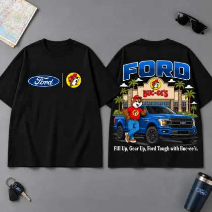 Buc-ee's Ford Built Tough Good Vibes Road Trip 3D T-Shirt For Truck Fans NDN Black