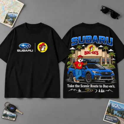 Buc-ee's Subaru Scenic Route Road Trip 3D T-Shirt For Adventure Car Fans NDN Black