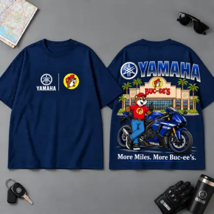 Buc-ee's Yamaha More Miles More Buc-ee's 3D T-Shirt For Motorcycle Adventure Riders NDN Navy