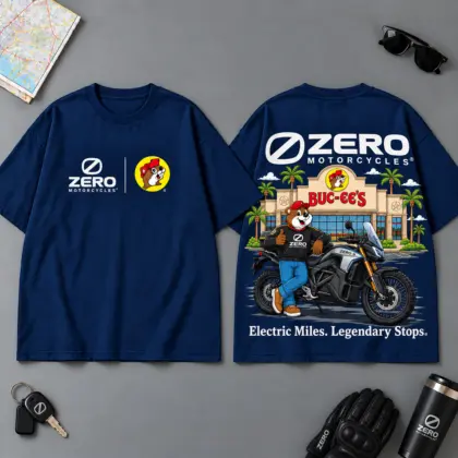 Buc-ee's Zero Electric Miles Legendary Stops 3D T-Shirt For Motorcycle Adventure Riders NDN Navy