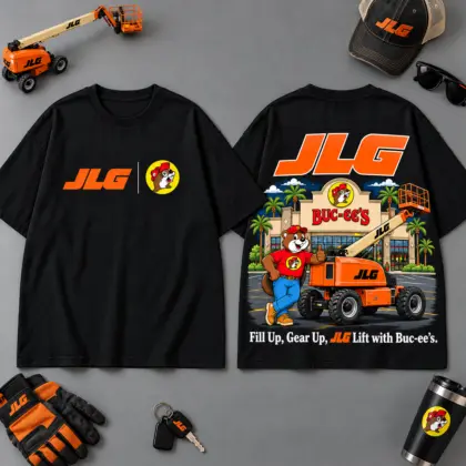 Buc-ee's JLG Construction Collage 3D T-Shirt For Heavy Equipment Road Trip Collectors NDN Black