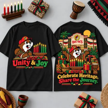 Buc-ee's Kwanzaa Unity And Joy T-Shirt Celebrating Heritage Family Tradition And Shared Journeys NDN flat