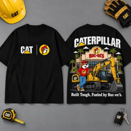 Buc-ee's Caterpillar Built Tough Road Trip 3D T-Shirt For Heavy Equipment Fans NDN Black