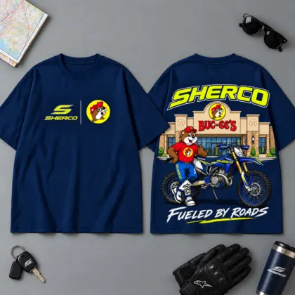 Buc-ee's Sherco Fueled By Roads 3D T-Shirt For Motorcycle Adventure Riders NDN Navy