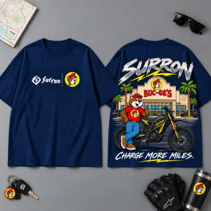 Buc-ee's Sur-Ron Charge More Miles 3D T-Shirt For Motorcycle Adventure Riders NDN Navy