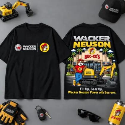 Buc-ee's WACKER NEUSON Construction Collage 3D T-Shirt For Heavy Equipment Road Trip Collectors NDN Black