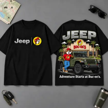 Buc-ee's Jeep Adventure Road Trip 3D T-Shirt For Bold Off-Road Explorers NDN Black