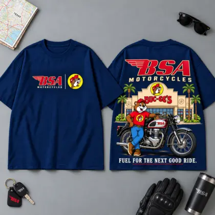 Buc-ee's BSA Fuel For The Next Good Ride 3D T-Shirt For Motorcycle Adventure Riders NDN Navy