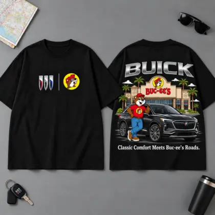 Buc-ee's Buick Wheels Of Style Road Trip 3D T-Shirt For Adventure Drivers NDN Black