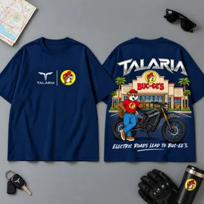 Buc-ee's Talaria Electric Rides Lead To Buc-ee's 3D T-Shirt For Motorcycle Adventure Riders NDN Navy