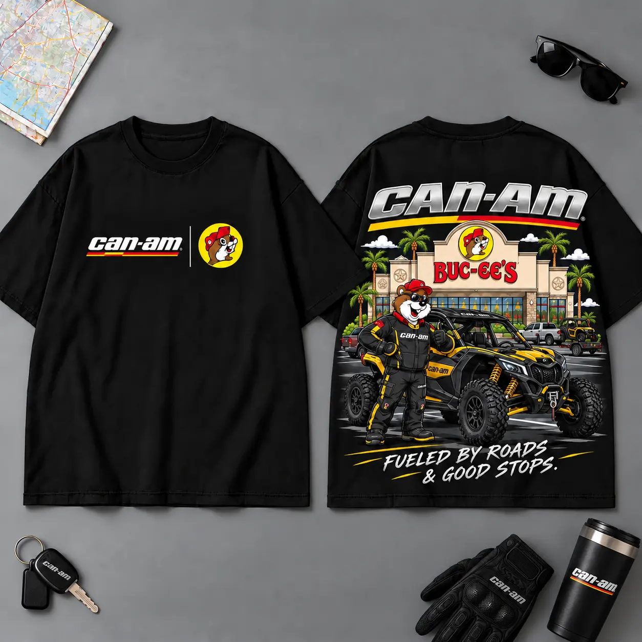 Buc-ee's Can-Am Pull Up Be Nice Good Spot 3D T-Shirt For Motorcycle Adventure Riders NDN Black