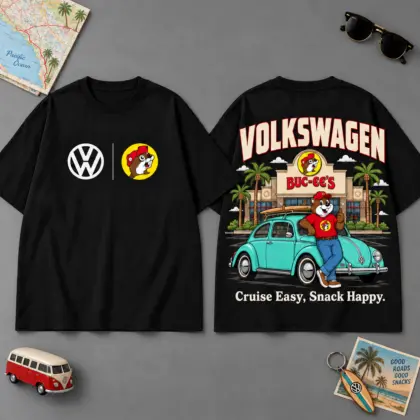 Buc-ee's Volkswagen Easy Cruise Road Trip 3D T-Shirt For Classic Car Fans NDN Black
