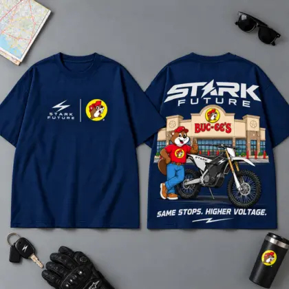 Buc-ee's Stark Future Same Stops Higher Voltage 3D T-Shirt For Motorcycle Adventure Riders NDN Navy