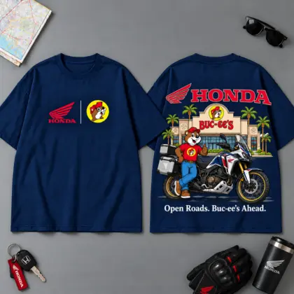 Buc-ee's Honda Open Roads Buc-ee's Ahead 3D T-Shirt For Motorcycle Adventure Riders NDN Navy