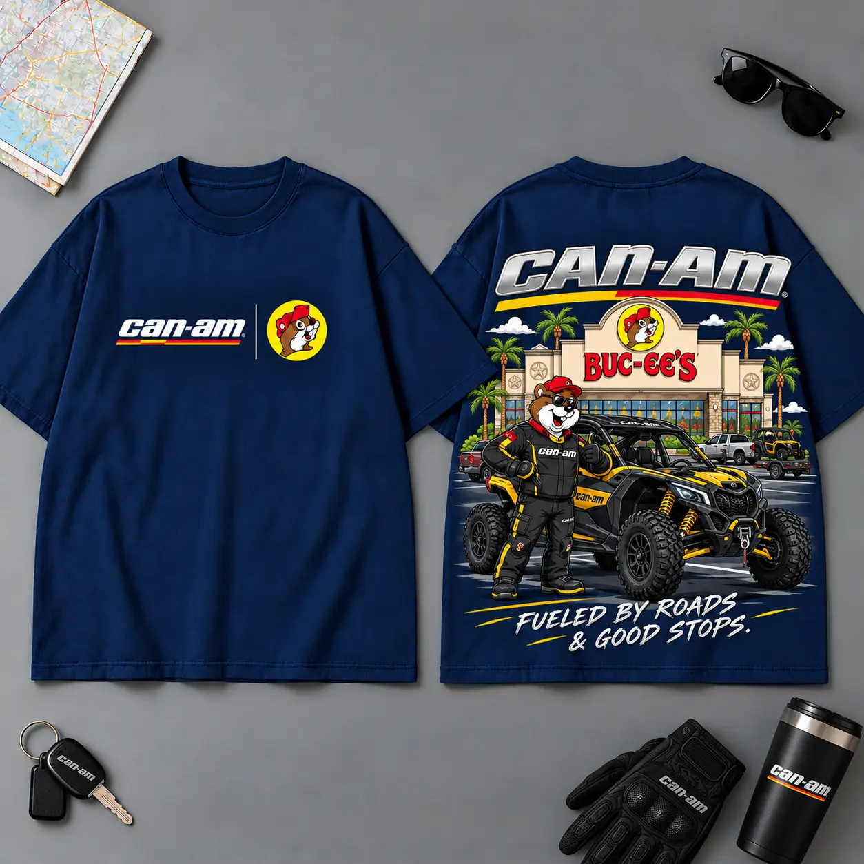 Buc-ee's Can-Am Pull Up Be Nice Good Spot 3D T-Shirt For Motorcycle Adventure Riders NDN Navy