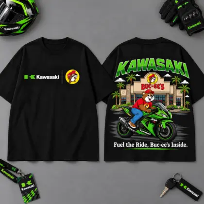 Buc-ee's Kawasaki Fuel The Ride 3D T-Shirt For Motorcycle Road Trip Fans NDN Black