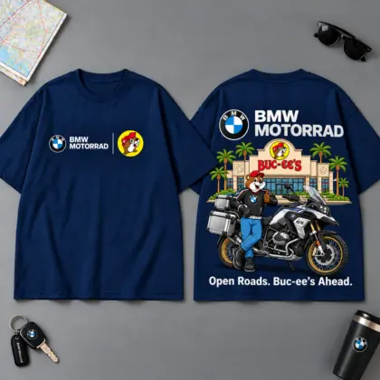 Buc-ee's BMW Motorrad Open Roads Buc-ee's Ahead 3D T-Shirt For Motorcycle Adventure Riders NDN Navy