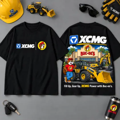 Buc-ee's XCMG Construction Collage 3D T-Shirt For Heavy Equipment Road Trip Collectors NDN Black