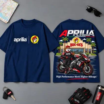 Buc-ee's Aprilia High Performance Meets Higher Mileage 3D T-Shirt For Motorcycle Adventure Riders NDN Navy
