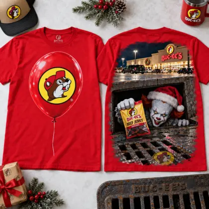 Buc-ee's Pennywise Christmas Beef Jerky Sewer 3D Shirt For Horror Lovers NNK
