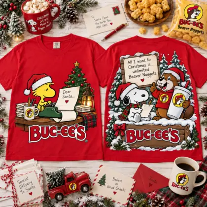 Buc-ee's Snoopy Woodstock Christmas Letter To Santa Beaver Nuggets 3D Shirt For Snoopy Lovers NNK