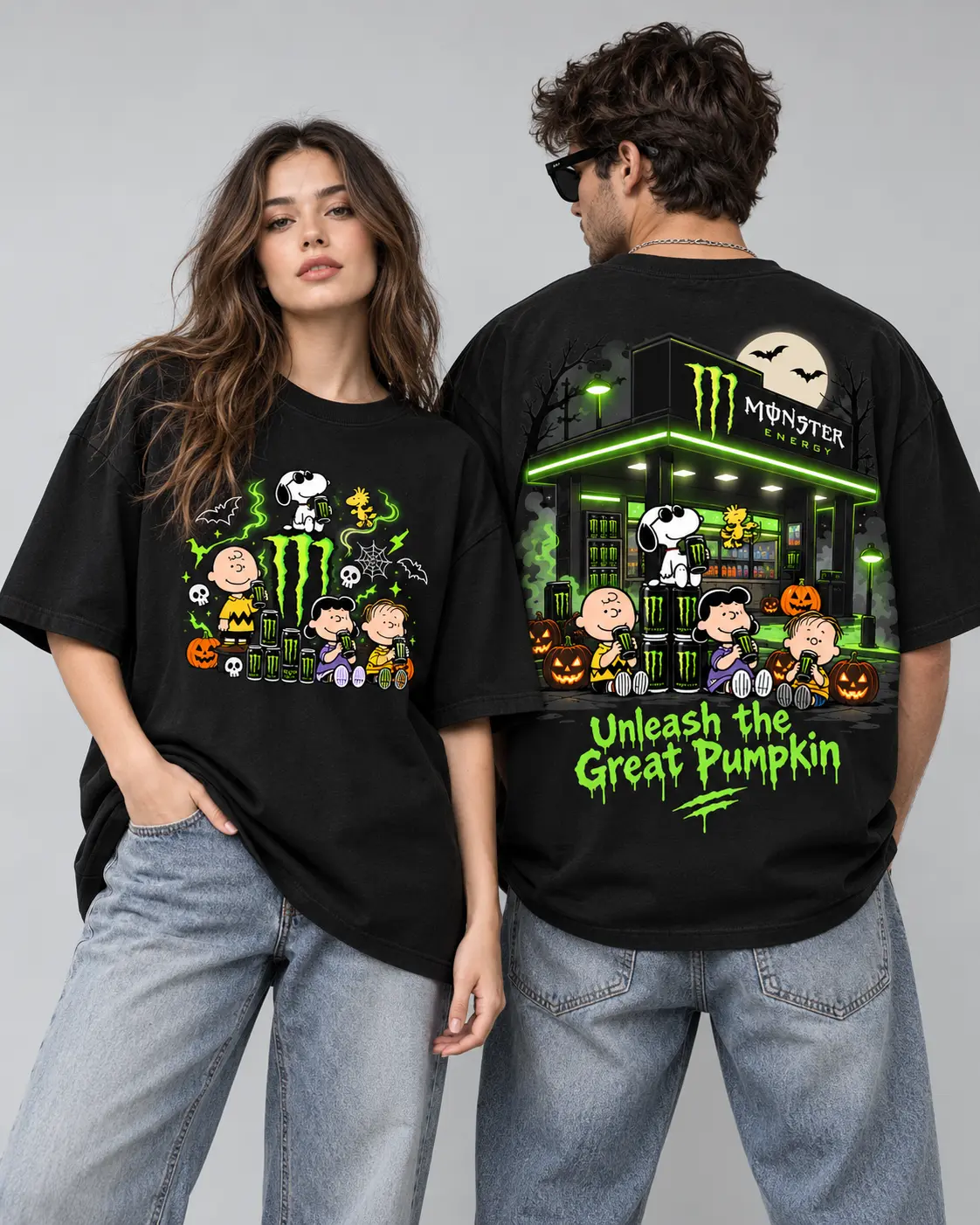 Monster Energy Peanuts Great Pumpkin Halloween 3D Shirt For Snoopy Fans After Dark NDN worn