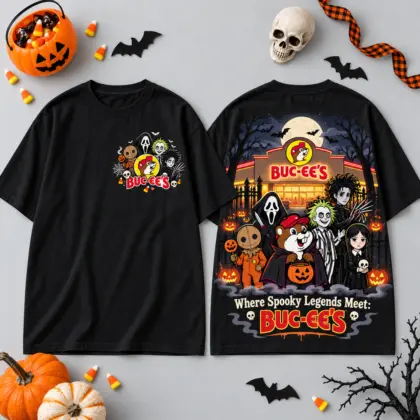 Buc-ee's Spooky Legends Halloween Character 3D Shirt For Haunted Highway Pit Stop Nights NDN flat