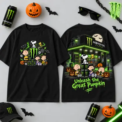 Monster Energy Peanuts Great Pumpkin Halloween 3D Shirt For Snoopy Fans After Dark NDN flat