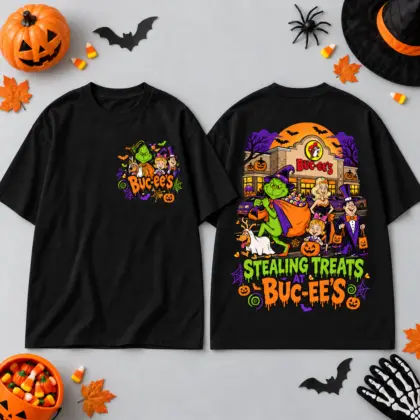 Buc-ee's Grinch Stealing Treats Halloween 3D Shirt For Mischievous Autumn Road Trip Nights NDN flat