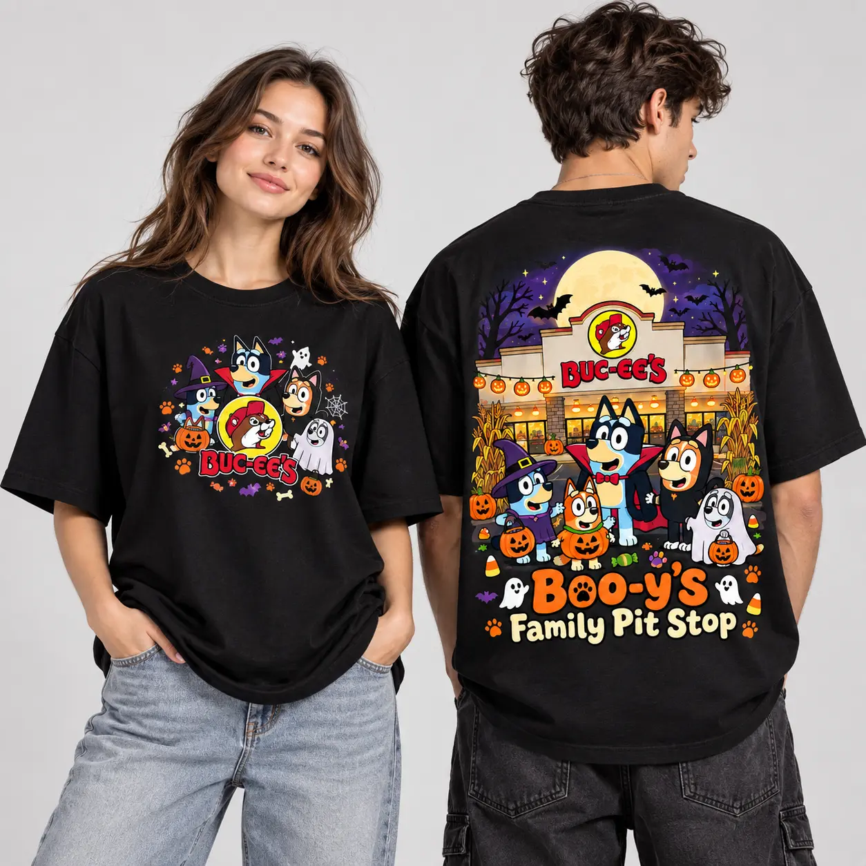 Buc-ee's Bluey Family Pit Stop Halloween 3D Shirt For Pumpkin Season Road Trips NDN worn