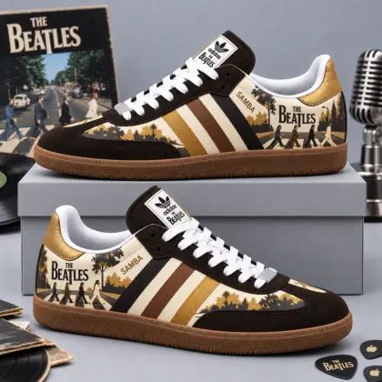 The Beatles Sepia Abbey Road Skyline Adidas Samba OG Graphic Shoes for Vintage Music Lovers NDN flat