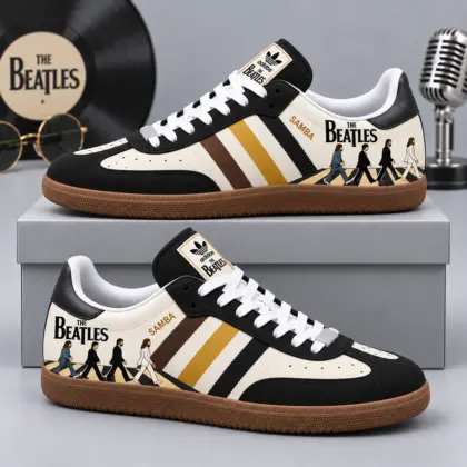 The Beatles Cream Black Abbey Road Walk Adidas Samba OG Graphic Shoes for Classic Rock Fans NDN flat