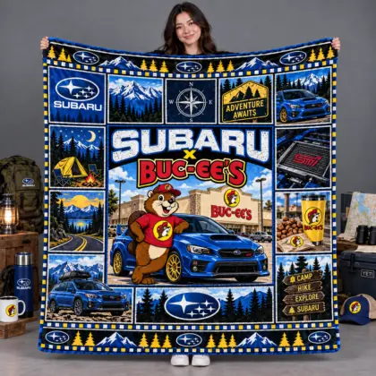 Buc-ee's Subaru Blue Car Adventure Awaits Fleece Blanket For Camp Hike Explore Fans NDN flat