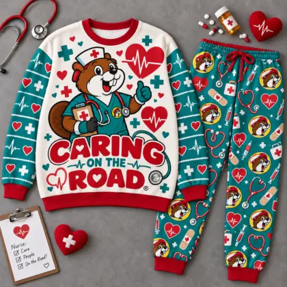 Premium Buc-ee's Caring on the Road Graphic Sweater and Jogger Pants Set NDN