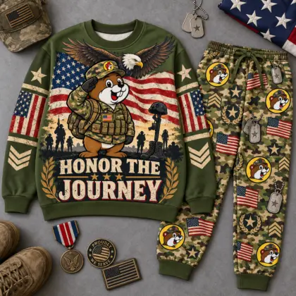 Premium Buc-ee's Honor the Journey Military Graphic Sweater and Jogger Pants Set NDN