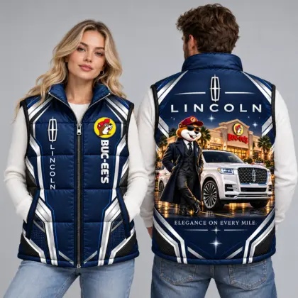 Buc-ee's Lincoln Navy Vest Sleeveless Puffer Vest Jacket NDN worn